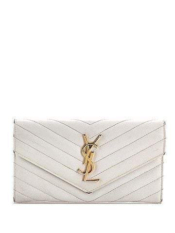 Saint Laurent Classic Monogram Flap Wallet Matelasse Chevron Leather Large (view 1)