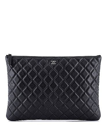 Chanel O Case Clutch Quilted Caviar Large (view 1)
