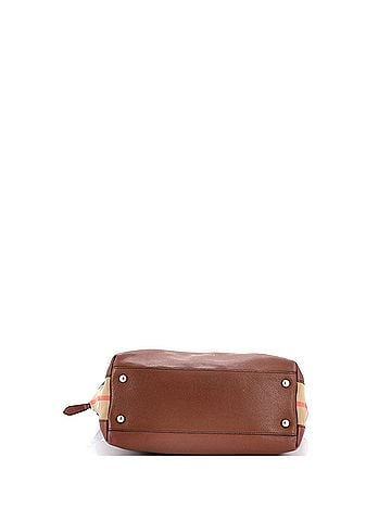 Burberry Welburn Tote Leather and House Check Canvas Medium (view 2)