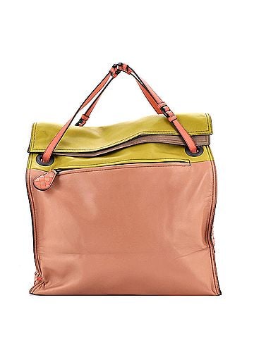 Bottega Veneta Palio Fold Over Tote Colorblock Nappa Leather With Intrecciato Detail (view 1)