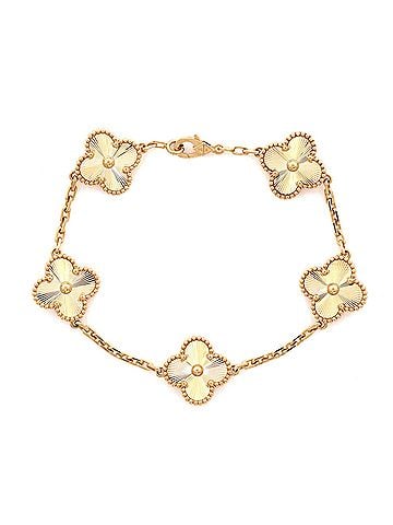Van Cleef & Arpels Vintage Alhambra 5 Motifs Bracelet Guilloche 18K Yellow Gold (view 1)