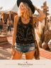 Passport 100% Polyester Floral Paisley Gold Silver Blue Tank Top Size S - photo 4