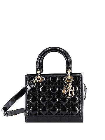 Christian Dior Lady Dior Bag Cannage Quilt Patent Medium (view 1)
