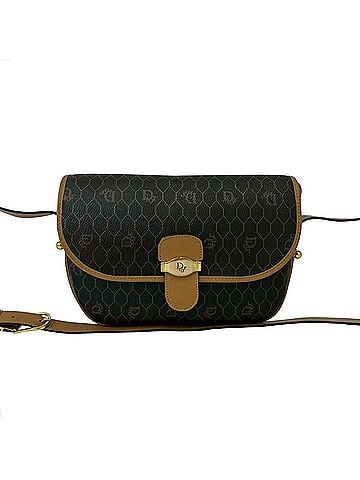 Christian Dior Christian Dior Vintage Honeycomb Pattern Logo Hardware Leather Shoulder Bag Pouch Gray Beige 59098 (view 1)