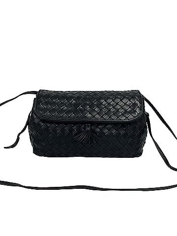 Bottega Veneta BOTTEGA VENETA Intrecciato Leather Tassel Mini Shoulder Bag/Pouch, Black, 56196 (view 1)