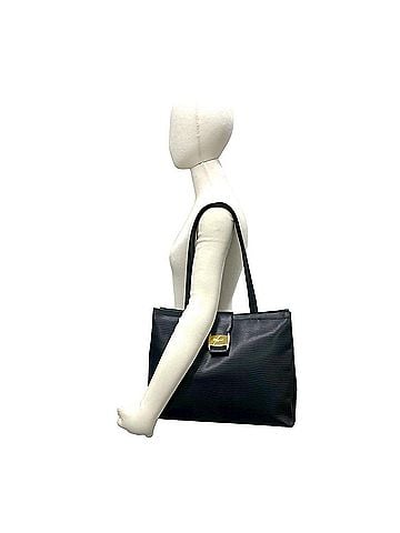 Salvatore Ferragamo Salvatore Ferragamo Vintage Vara Leather Tote Bag with Hardware, Black, 69205 (view 2)
