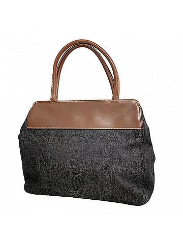 Chanel Chanel tote bag, denim, brown, black, women's. (view 1)