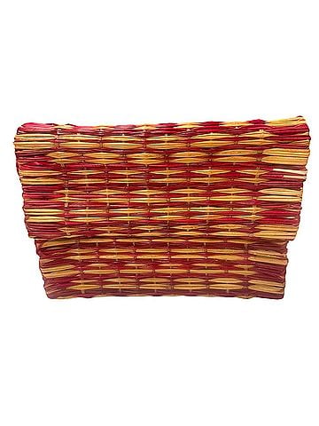Veronica Beard Fiera Woven Red Straw  Clutch (view 1)