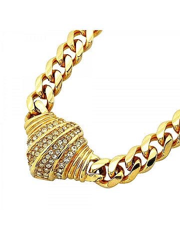 Christian Dior Christian Dior Necklace, GP Plated, Rhinestone, Gold, Women's (view 1)