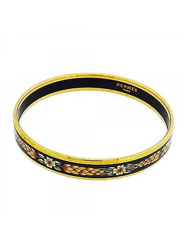 Hermès Hermes Bangle Email PM GP Plated Cloisonné Gold Green Women's (view 1)