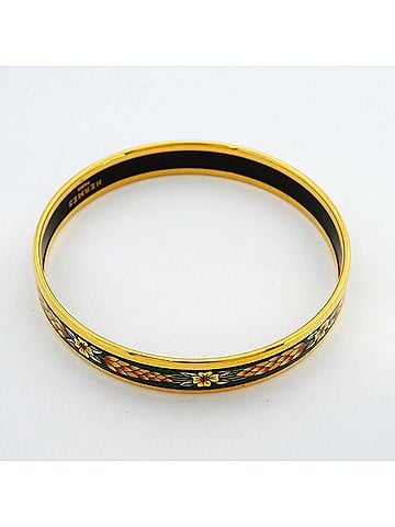 Hermès Hermes Bangle Email PM GP Plated Cloisonné Gold Green Women's (view 2)