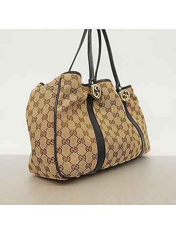 Gucci Gucci GG Canvas Tote Bag 232957 Beige Black Gold Women's (view 2)