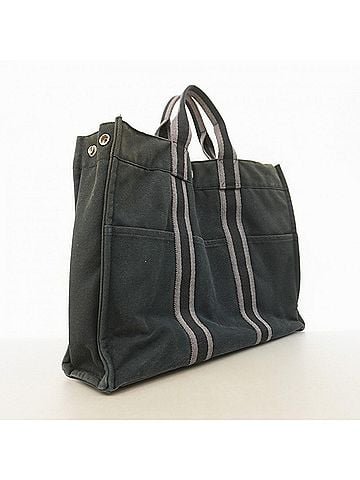 Hermès Hermes Fourre-Tout MM Canvas Tote Bag, Black, Men's & Women's (view 2)