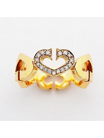 Cartier Cartier C Heart Ring, 18K Yellow Gold with Diamonds, Size #50, Women's (view 2)