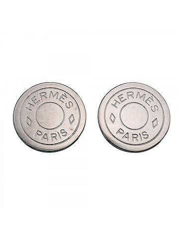 Hermès Hermes Earrings, Sellier Metal Silver, Women's (view 1)