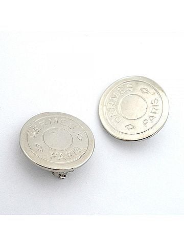 Hermès Hermes Earrings, Sellier Metal Silver, Women's (view 2)