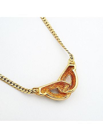 Christian Dior Christian Dior Necklace, GP Plated, Rhinestone, Gold, Black, Women's (view 2)