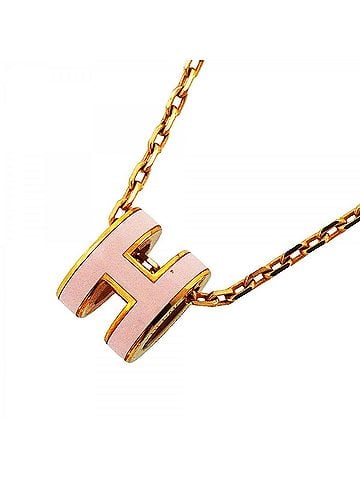 Hermès Hermes Pop H Necklace, GP Plated, Gold, Pink, Women's (view 1)