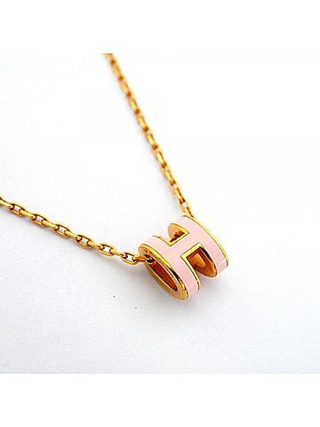 Hermès Hermes Pop H Necklace, GP Plated, Gold, Pink, Women's (view 2)