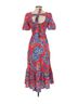 Sincerely Jules 100% Rayon Floral Red Blue Multi Color Wool Dress Size S - photo 2