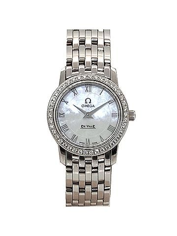 Omega Omega De Ville 4575 71 Ladies' Watch, Diamond Bezel, White Shell, Quartz Watch (view 1)