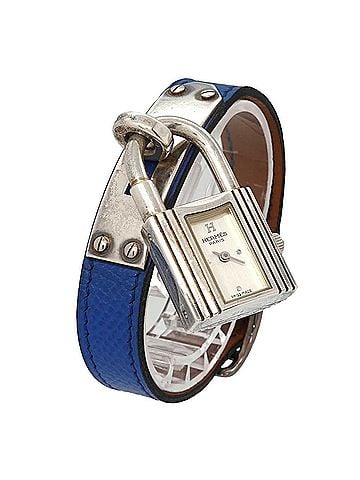 Hermès Hermes Kelly Watch, Ladies' Wristwatch, Silver SV925, Blue Leather Strap, Quartz Padlock. (view 2)