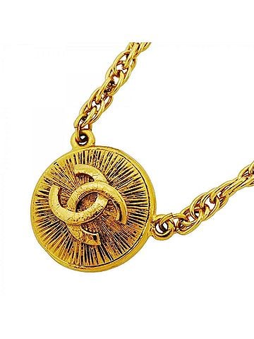 Chanel Chanel Necklace, Coco Mark Circle, GP Plated Gold, Women's (view 1)