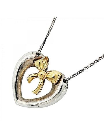 Tiffany & Co. Tiffany & Co. Necklace, Heart Ribbon Design, 18K Yellow Gold (KYG), Sterling Silver (925), Women's (view 1)