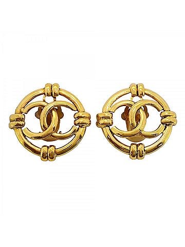 Chanel Chanel Earrings, Coco Mark Circle, GP Plated Gold, Women's (view 1)