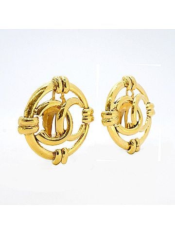 Chanel Chanel Earrings, Coco Mark Circle, GP Plated Gold, Women's (view 2)