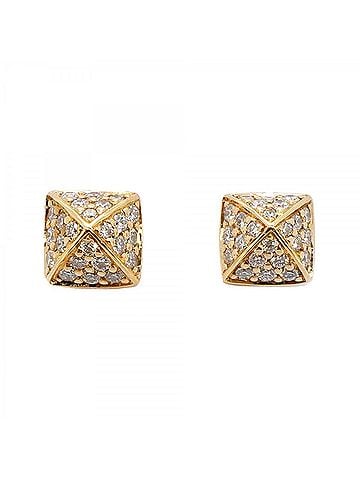 Hermès Hermes Clú de H Earrings, 18KPG Pink Gold, Diamond, Women's (view 1)