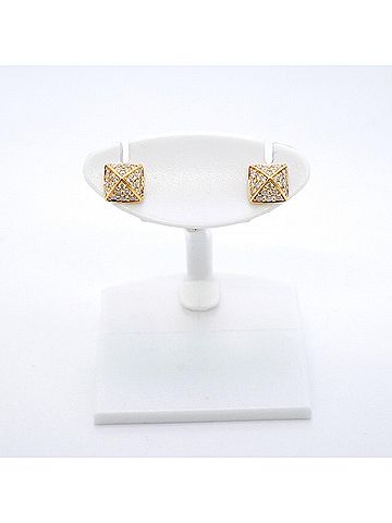 Hermès Hermes Clú de H Earrings, 18KPG Pink Gold, Diamond, Women's (view 2)