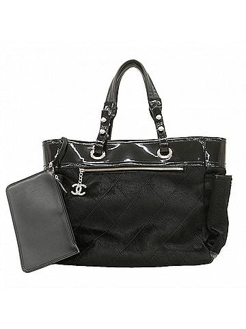 Chanel Chanel Paris Biarritz Tote Bag, Calf Hair, Black, Women's (view 1)