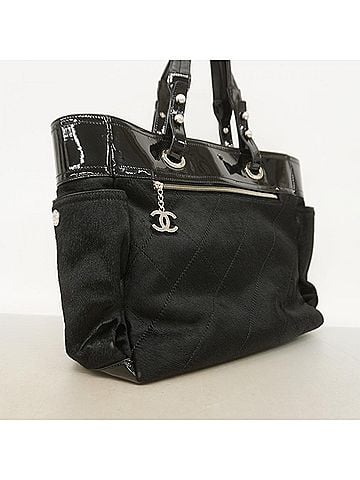 Chanel Chanel Paris Biarritz Tote Bag, Calf Hair, Black, Women's (view 2)