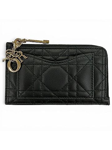 Christian Dior Christian Dior S0965ONMJ Lady Cosmos Zip Card Holder, Lambskin Fragment Case, Wallet/Coin Purse, Black, Made in Italy, Women's, with Box and Dust Bag. (view 1)