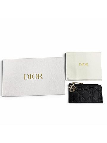 Christian Dior Christian Dior S0965ONMJ Lady Cosmos Zip Card Holder, Lambskin Fragment Case, Wallet/Coin Purse, Black, Made in Italy, Women's, with Box and Dust Bag. (view 2)