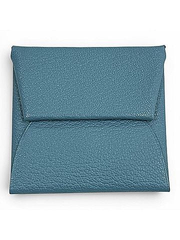 Hermès HERMES Bastia Verso New Denim Blue Havana Chevre Leather Silver Hardware Wallet/Coin Case W Stamp Made in France Women's (view 1)