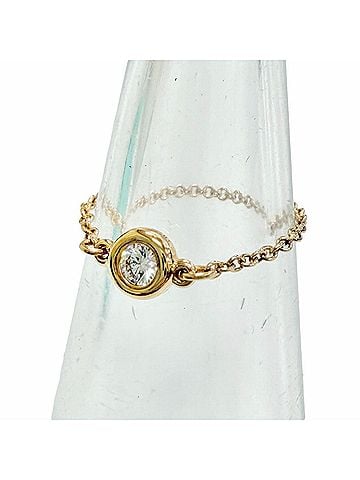 Tiffany & Co. TIFFANY&Co. Tiffany By the Yard Chain Ring, 750 PG, 1P Diamond (approx. 0.1ct), Diameter approx. 4.55mm, Pink Gold, Women's, Comes with Storage Bag, Highly Recommended! (view 1)