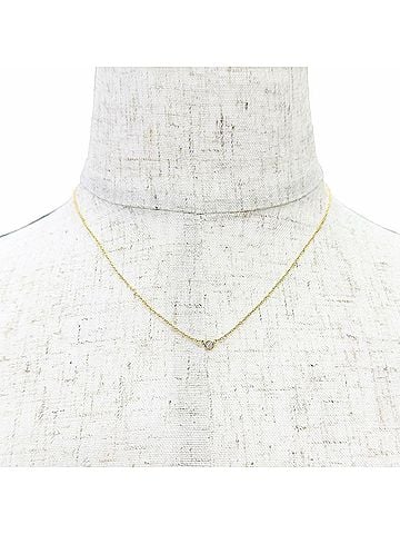 Tiffany & Co. TIFFANY&Co. Tiffany By the Yard 1P Diamond Necklace 750 YG Diameter approx. 3.32mm Approx. 0.05ct Yellow Gold Weight 1.82g Women's (view 2)