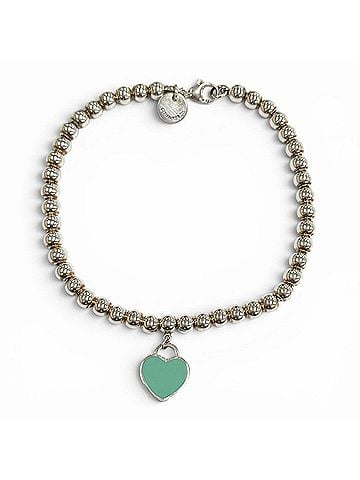 Tiffany & Co. TIFFANY&Co. Tiffany Return to Mini Heart Tag Bead Bracelet, 925 Sterling Silver, Approx. 16cm Length, Silver/Blue, Weight 5.4g, Women's. (view 1)