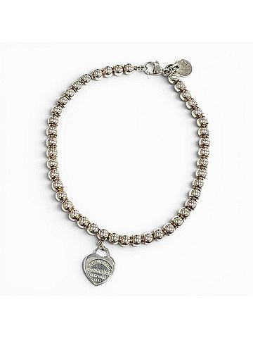 Tiffany & Co. TIFFANY&Co. Tiffany Return to Mini Heart Tag Bead Bracelet, 925 Sterling Silver, Approx. 16cm Length, Silver/Blue, Weight 5.4g, Women's. (view 2)