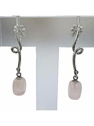 Tiffany & Co. TIFFANY&Co. Tiffany 925 Rose Quartz Colored Stone Earrings, Silver, Pink, Weight 3.2g, Women's (view 1)