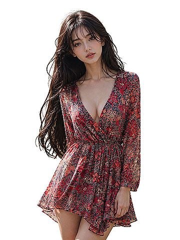 Free People Autumn Blooms billowy dolman slv gathered waist mini  Casual Dress (view 1)