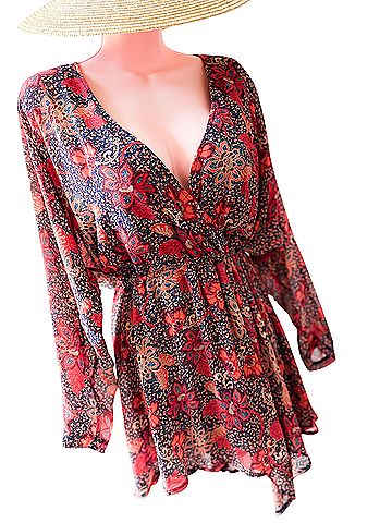 Free People Autumn Blooms billowy dolman slv gathered waist mini  Casual Dress (view 2)