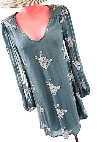 Free People  Slow October Mornings embroidered blooming cottagecore floral shift mini Casual Dress (view 2)