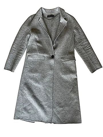 Zara Gray Single-Button Wool Blend Long Trench Coat Trenchcoat (view 1)