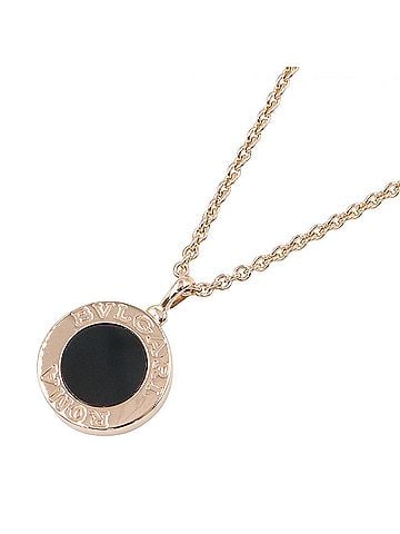 Bvlgari BVLGARI Necklace Diamond Onyx Jewelry 18KPG (Pink Gold) Women's Gold Tone Clear Black 350815 (view 1)