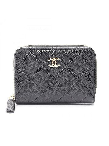 Chanel Chanel Classic Zip Coin Purse Matelassé Wallet/Coin Case, Calfskin Leather, Women's, Black (AP0216) (view 1)