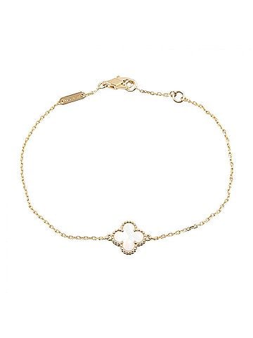 Van Cleef & Arpels Van Cleef & Arpels Sweet Alhambra Bracelet, Mother-of-Pearl 18K (Yellow Gold), Women's, Gold/White Tones, VCARF68800 (view 1)