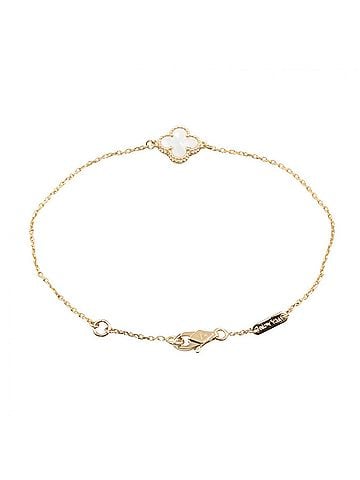 Van Cleef & Arpels Van Cleef & Arpels Sweet Alhambra Bracelet, Mother-of-Pearl 18K (Yellow Gold), Women's, Gold/White Tones, VCARF68800 (view 2)